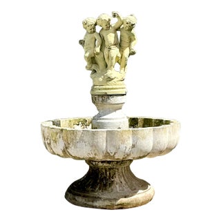 Vintage Regency Cast Concrete Distressed Fountain For Sale