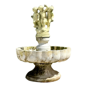 Vintage Regency Cast Concrete Distressed Fountain