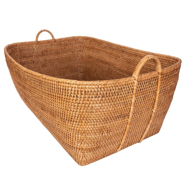 Artifacts Saboga Home Everything Basket with Hoop Handles in White Wash - 25" For Sale In Houston - Image 6 of 13