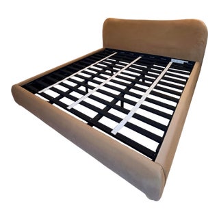 Safaveih Gold Velvet Upholstered Bed King Bed For Sale