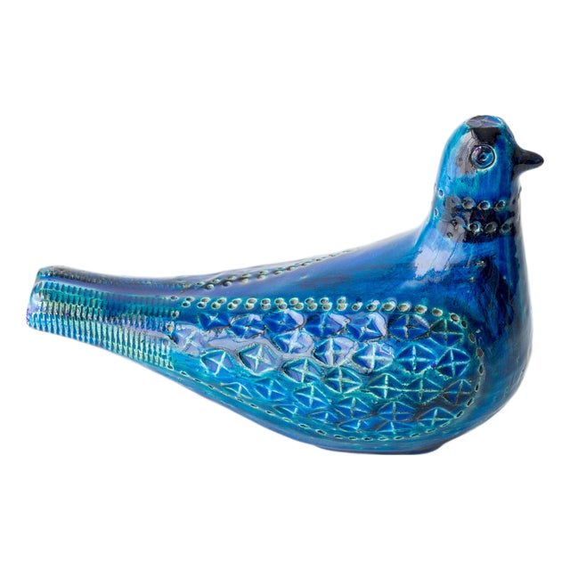 Vintage Rimini Blu Ceramic Dove Sculpture by Aldo Londi for Bitossi, 1950s For Sale