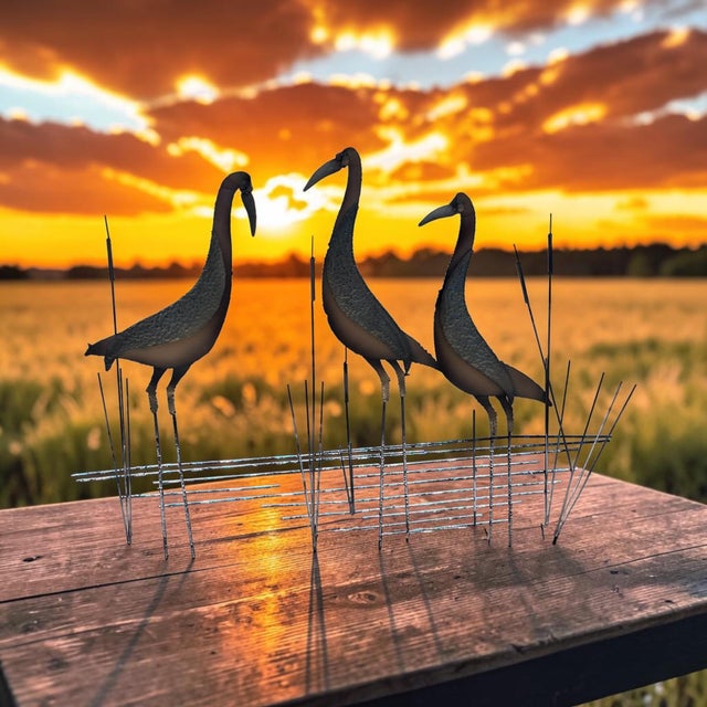 Curtis Jere Signed Curtis Jeré 1995 Three Crane Marsh Sculpture by Artisan House For Sale - Image 4 of 8