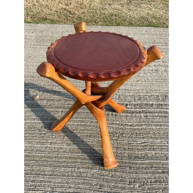 Tribal African/Tribal Tripod Folding Pedestal or Table, 1960s For Sale - Image 3 of 9