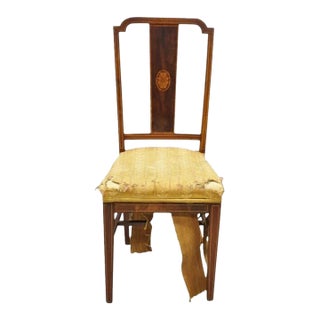 Antique Edwardian Mahogany Side Chair With Pencil and Pinwheel Inlay For Sale