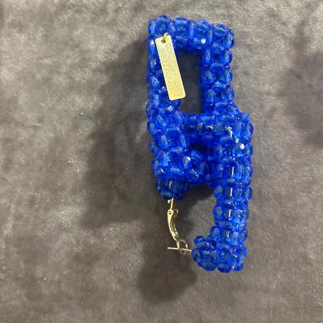 Glass 21st Century Stud Blue Rectangular Links Earrings by Coppola E Toppo For Sale - Image 7 of 10