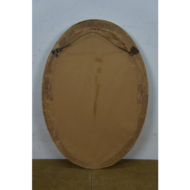 Vintage Gold Gilt Wood Framed Oval Vanity Wall Mirror For Sale - Image 4 of 7