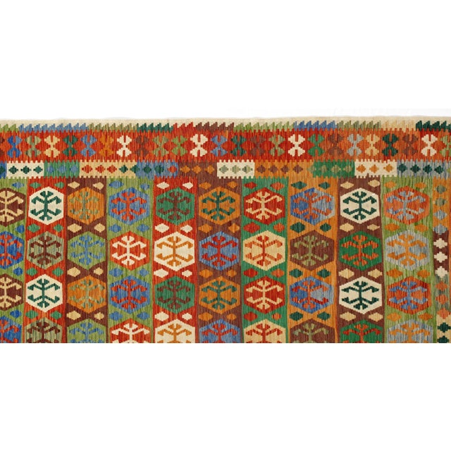 Contemporary Afghan Kilim Handspun Wool Rug - 6′6″ × 9′11″ For Sale - Image 3 of 7