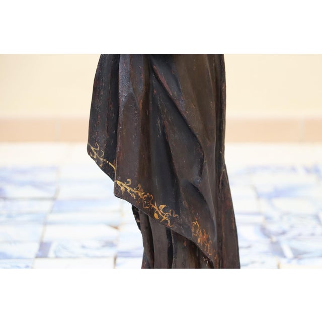 Antique Large Saint Anthony of Padua With Glass Eyes and the Child Jesus, 18th Century, Portuguese For Sale - Image 13 of 18