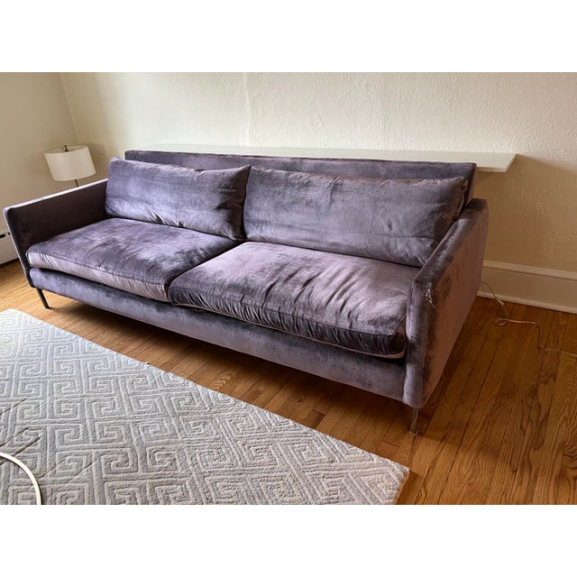2010s Abc Carpet & Home Purple Velvet Sofa For Sale - Image 5 of 6