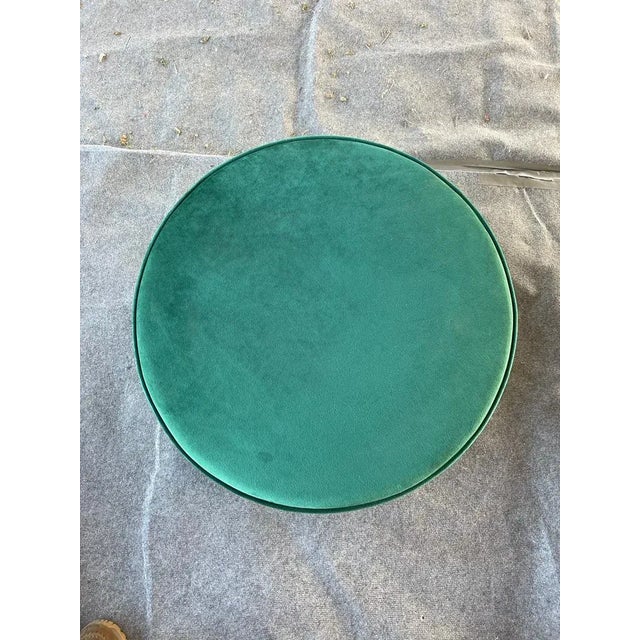 Modern Green Velvet Ottoman – Modern Upholstered Footstool or Accent Table For Sale - Image 3 of 5