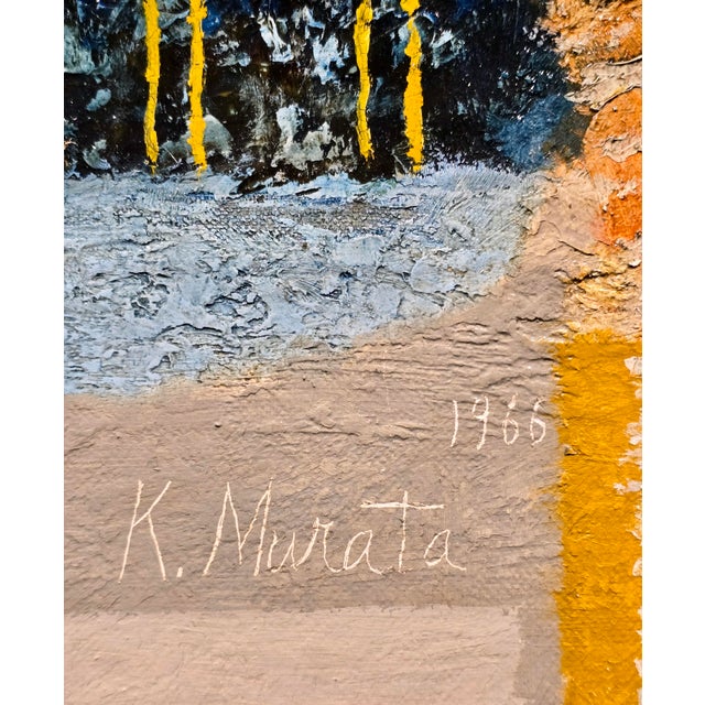 Yellow Kishio Murata - 1966 Abstract Cityscape - Original Oil Painting For Sale - Image 8 of 15
