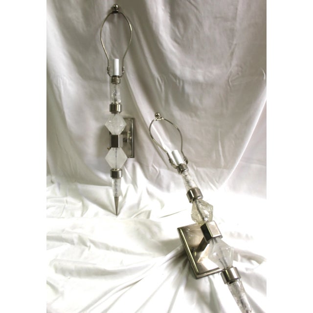 1990s Modern Rock Crystal Sconces Pair For Sale In Los Angeles - Image 6 of 11