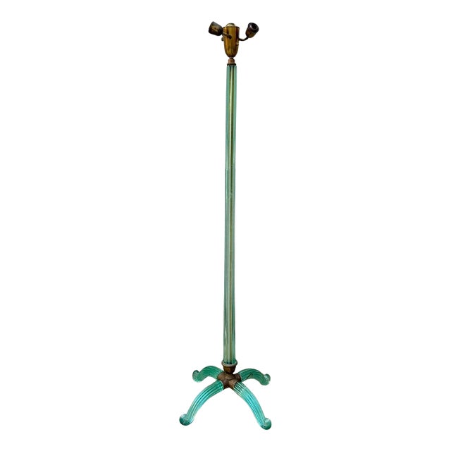 Green Murano Glass 4-Feet Floor Lamp attributed to Barovier & Toso, Italy, 1930s-1940s For Sale