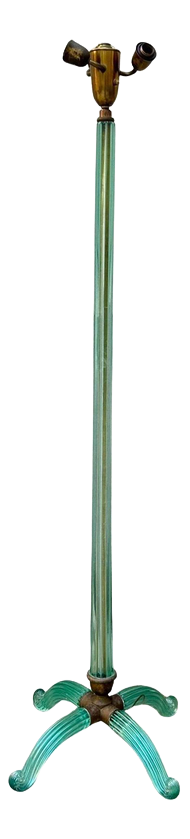Green Murano Glass 4-Feet Floor Lamp attributed to Barovier & Toso, Italy, 1930s-1940s