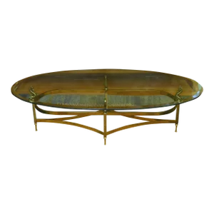 1990s Design Institute America - Vintage Glass and Brass Dolphin Motif Coffee Table