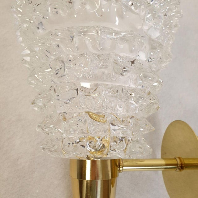 1980s Murano Glass and Brass Sconces - a Pair For Sale - Image 9 of 12
