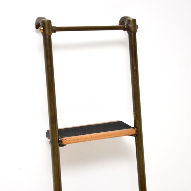 Wood Antique Victorian Brass Library Steps Ladder, 1890s For Sale - Image 7 of 14