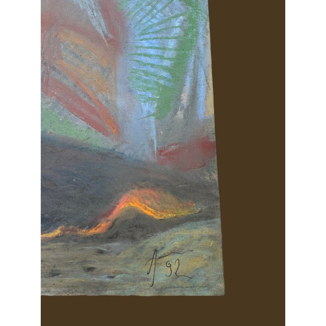 Mid 20th Century Vintage Ukrainian Chalk Pastel- Flowers in Vase For Sale - Image 5 of 5