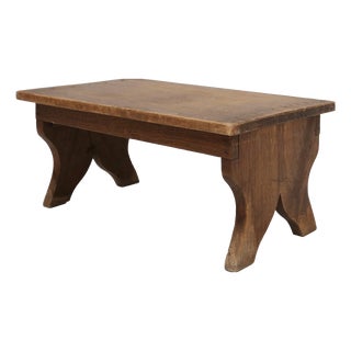 Small Rustic Wooden Stool with Curved Base, France, 1900s For Sale