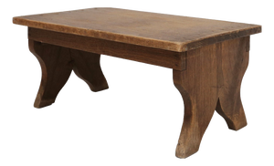Small Rustic Wooden Stool with Curved Base, France, 1900s