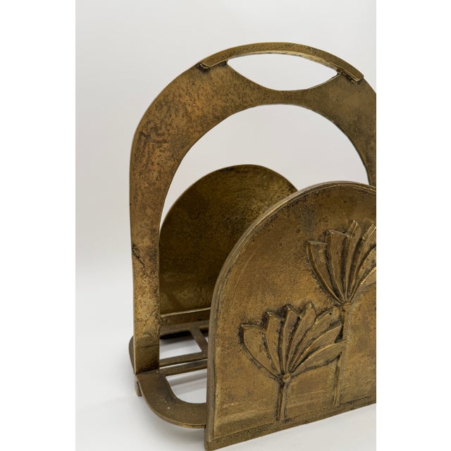 Floral Brass Magazine Rack, 1920s For Sale - Image 6 of 9