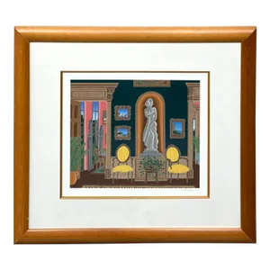 Thomas McKnight Serigraph Print of Stylish Interior. Signed and Numbered, Framed Under Glass