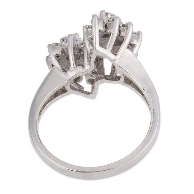 Vintage Diamond 14k White Gold Toi Et Moi Ring, Size 5.5 For Sale In Los Angeles - Image 6 of 6