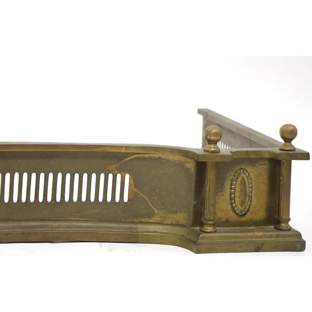 Wm. H. Jackson Co. Classical Brass Fireplace Fender With Medallion and Swag Decorative Trim For Sale - Image 4 of 12