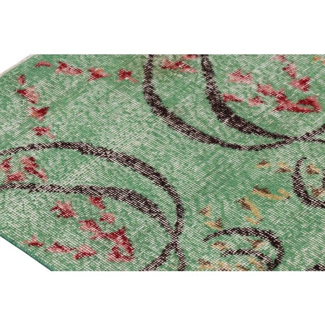 Vintage Zeki Müren Rug in Green With Colorful Geometric Patterns From Rug & Kilim For Sale In New York - Image 6 of 8