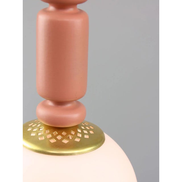 Mid-Century Italian Brass & Opaline Glass Pendant Lamps, Set of 2 For Sale - Image 14 of 18