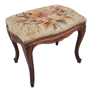 Vintage French Needlepoint Bench For Sale