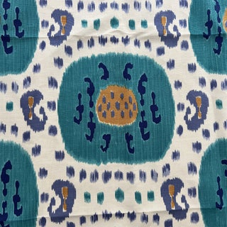 Brunschwig & Fils Blue and Aqua Samarkand Linen Fabric- 4 Yards For Sale