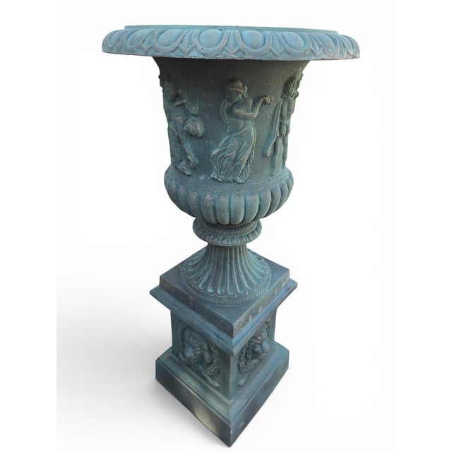 Metal Patinated Iron Garden Urns, Italy, 1990s, Set of 4 For Sale - Image 7 of 8