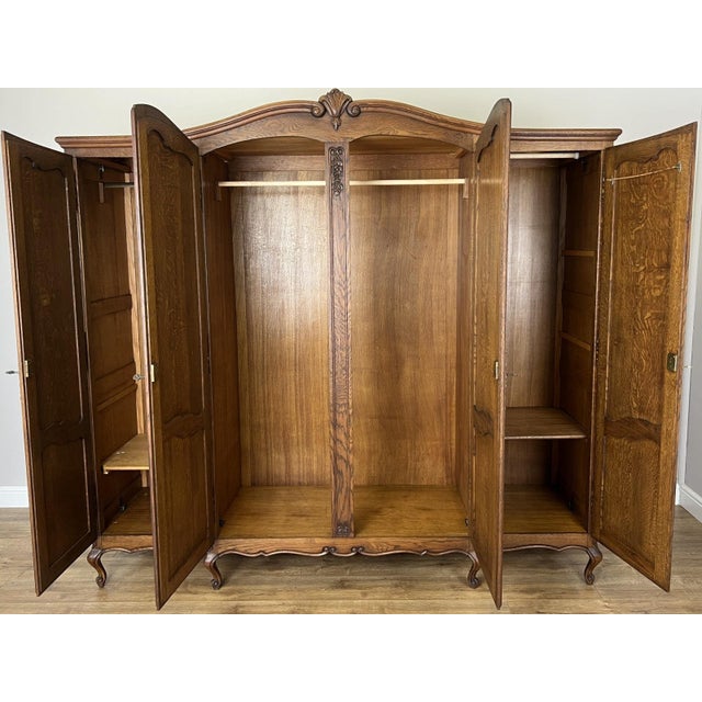 Vintage French Louis XVI Style Wardrobe in Oak For Sale - Image 12 of 13
