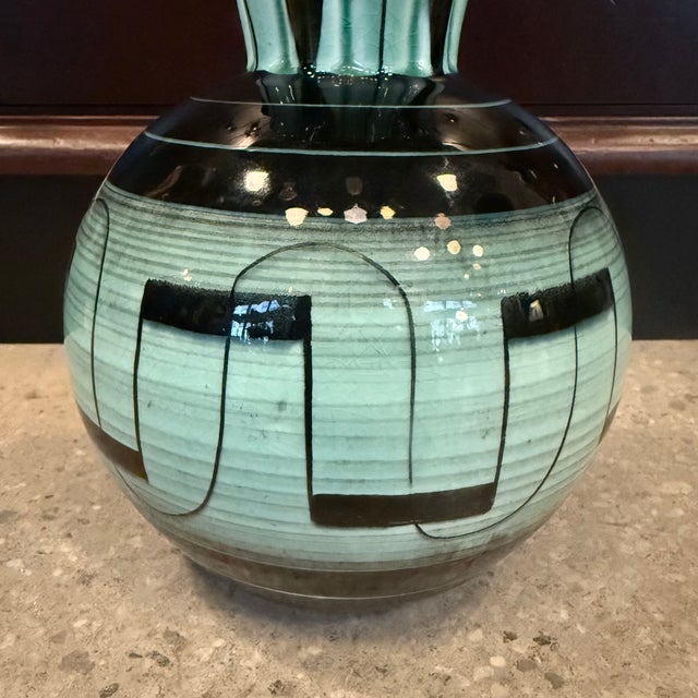 Mid 20th Century Swedish Art Deco Geometric Art Pottery Vase by Ilse Claesson for Rörstrand For Sale - Image 4 of 9