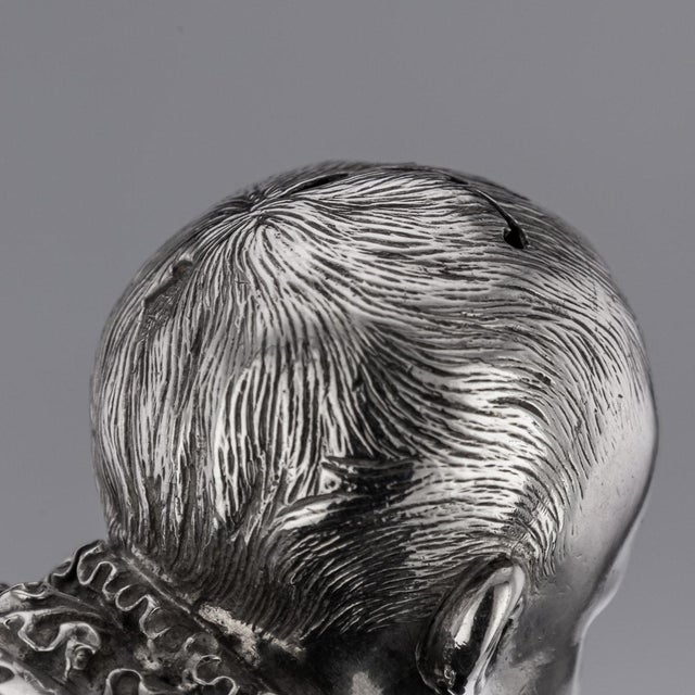 Silver 19th Century Victorian Silver Novelty Salt & Pepper, London, England, 1880s, Set of 2 For Sale - Image 8 of 18