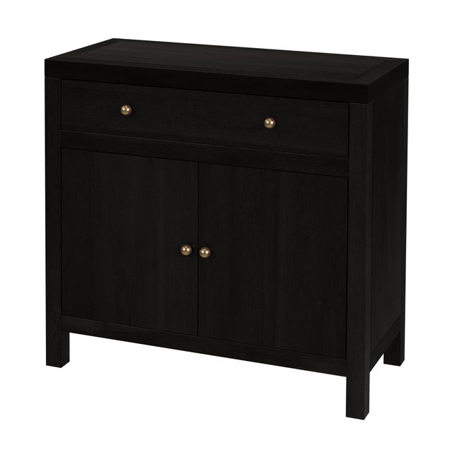 Black Nora 31 in. W Wood 1 Drawer 2 Door Accent Storage Cabinet, Antique Coffee For Sale - Image 8 of 8