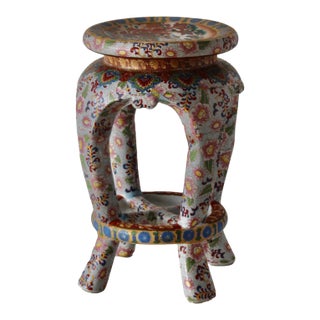 1970s Imari Style Gilt Ceramic Barrel Stool Plant Stand For Sale