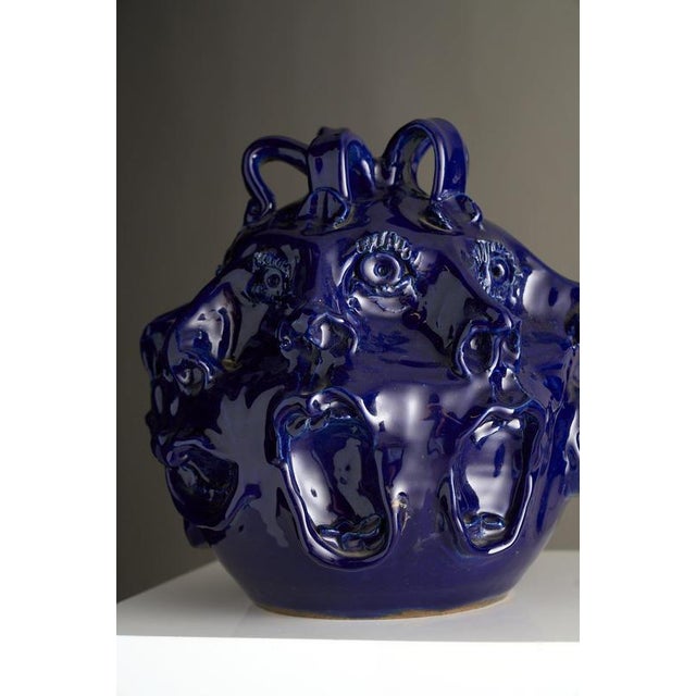 Hand-Crafted Organic Modern Ceramic Vessel with Faces by John Rezner, 2010 For Sale - Image 3 of 9