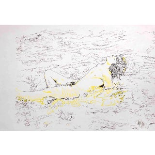 Anthony Roaland, Man Lying, Original Pen Drawing, 1980 For Sale