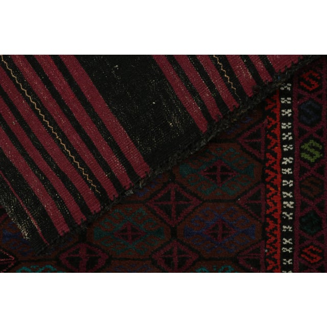 Textile Rug & Kilim’s Baluch Tribal Rug in Aubergine With Teal Blue Geometric Patterns For Sale - Image 7 of 7