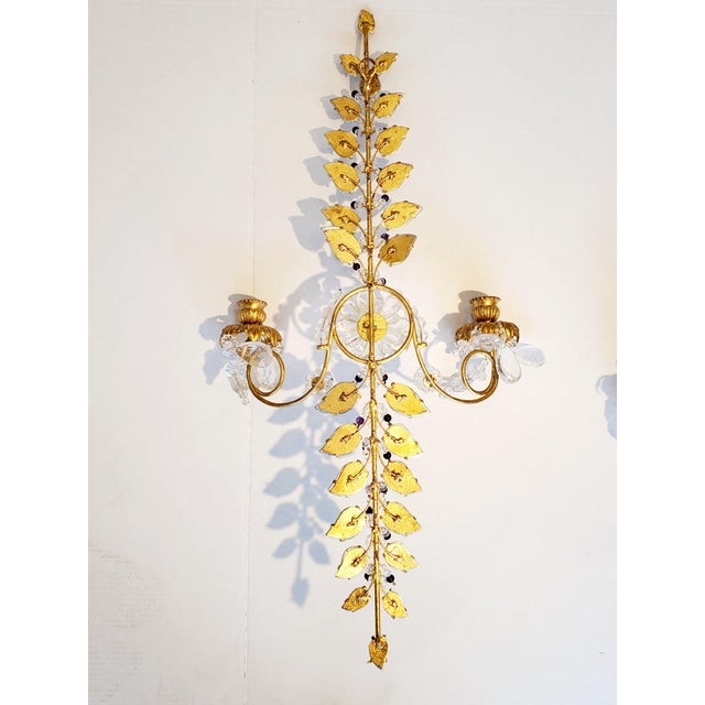Late 20th Century Bagues Style Rock Crystal Wall Sconces-A Pair For Sale In New York - Image 6 of 11