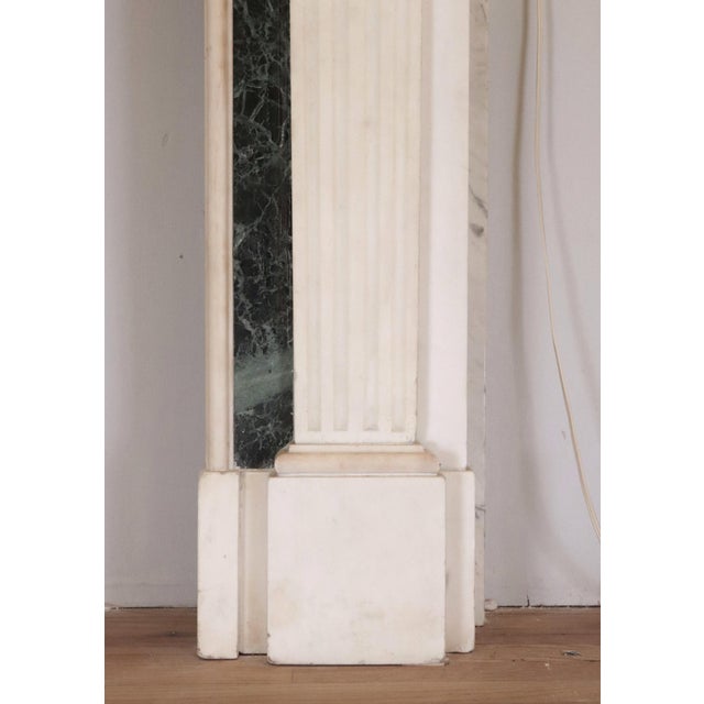 Regency White Marble Mantel With Emerald Green Marble Inlay For Sale - Image 11 of 13