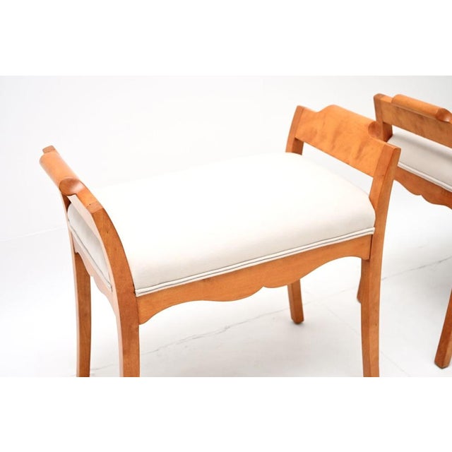 Wood Antique Biedermeier Swedish Satin Birch Stools, 1880s, Set of 2 For Sale - Image 7 of 10