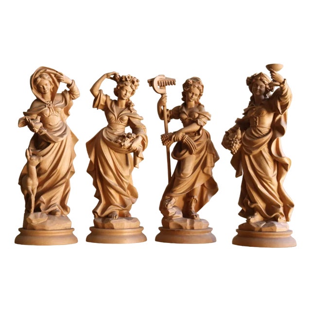 The Four Seasons Figurines in Maple Wood, Set of 4 For Sale