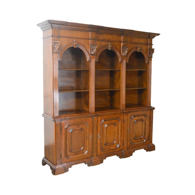 Italian Walnut Large Architectural Bookcase w/ Corinthian Columns Chairish