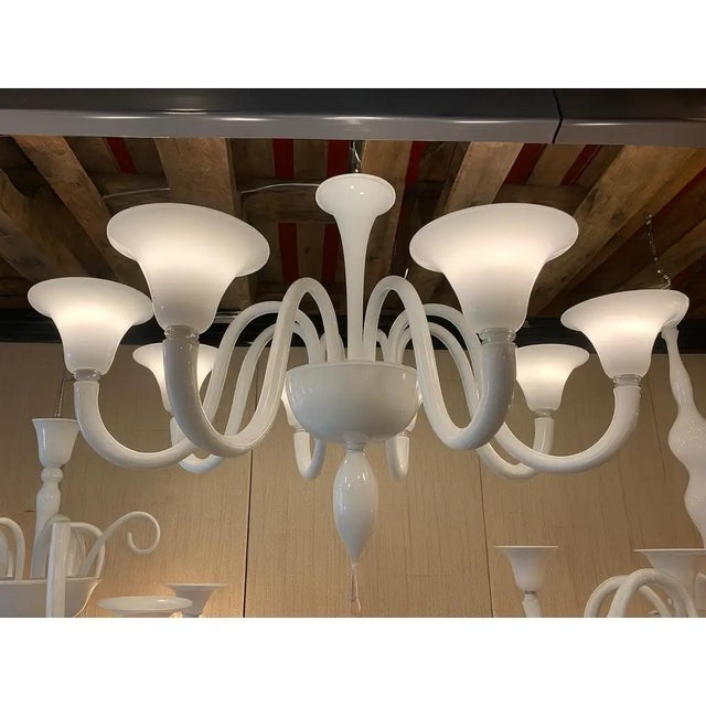 Italian White Murano Glass Chandelier by Simoeng For Sale - Image 6 of 7