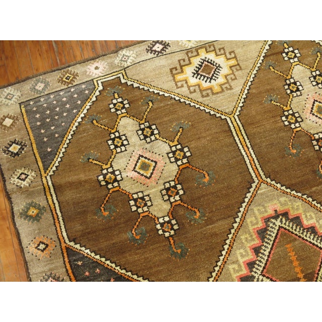 Vintage Zabihi Collection Brown Turkish Gallery Runner For Sale - Image 9 of 10