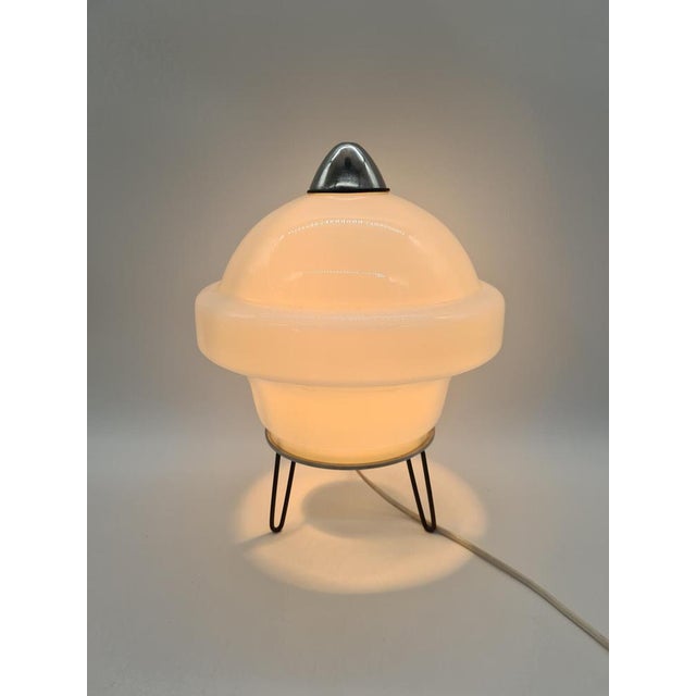 Vintage Space Age Table Lamp in Frosted Glass, 1960s For Sale - Image 10 of 12