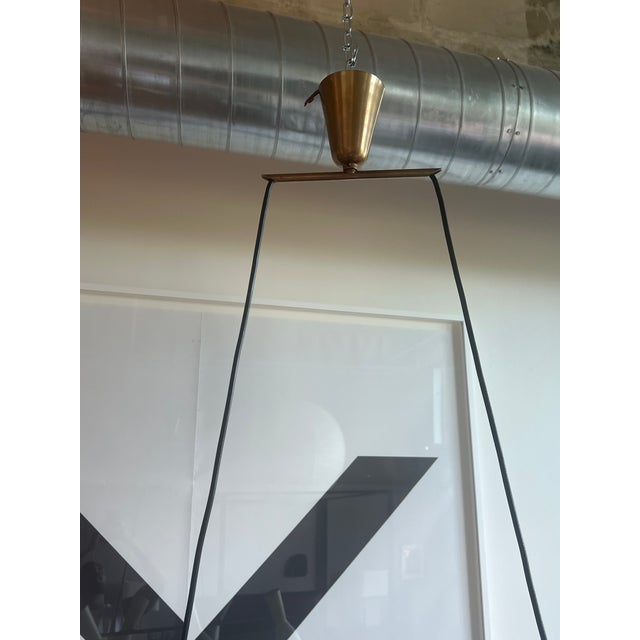 1950s Rare Stilnovo Linear Chandelier in Brass With Green and Yellow Shades For Sale - Image 13 of 13